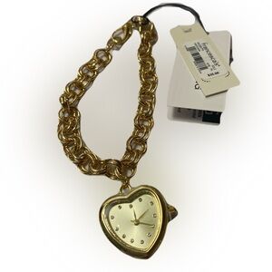 New Gold Heart-Shaped Watch Bracelet Francesca’s Fashion Jewelry Clock